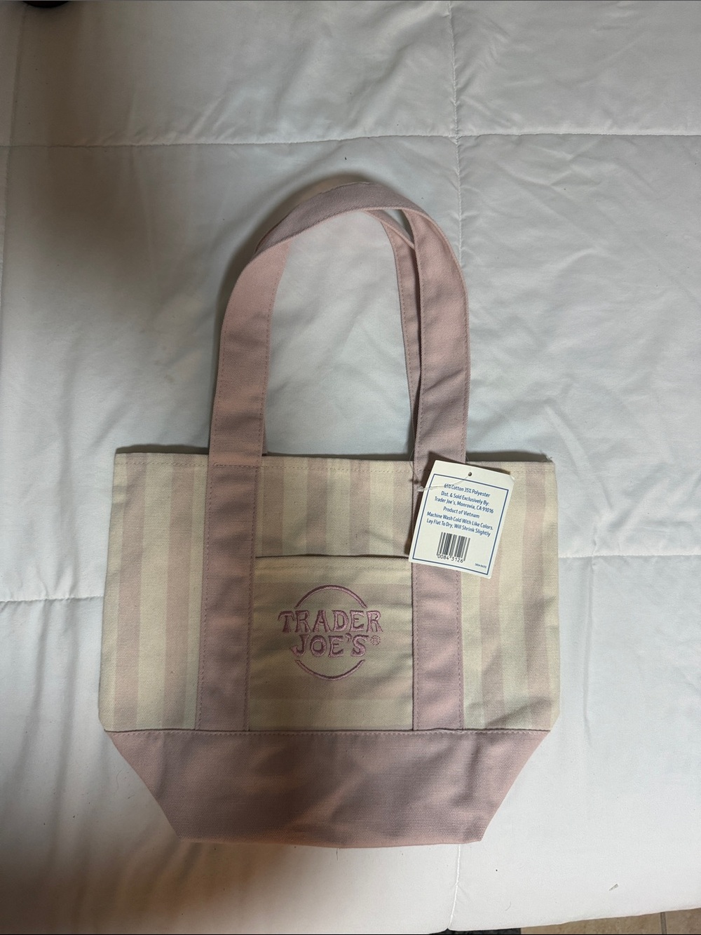 Trader Joe's Pink Stripe Canvas Tote